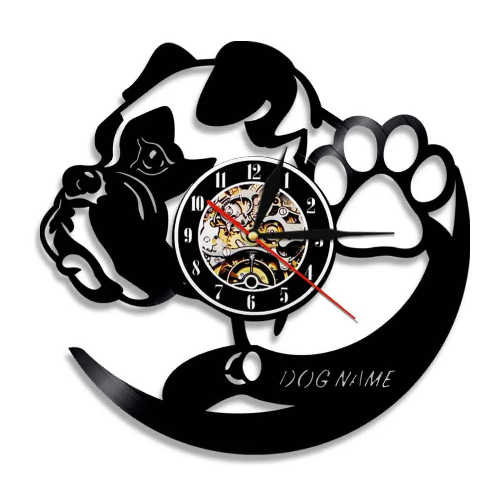 

Different Dog Breeds Customized Wall Clock Personality Custom Dog Name Vinyl Record Wall Clock Creative Wall Decor Dog Lover Gif
