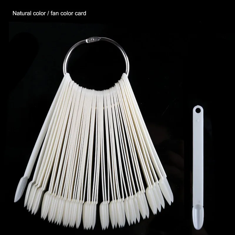 1Set False Nail Tips Nature Clear Fan Finger Full Cover Nail Art Display Practice Acrylic UV Gel Tool Manicure for Nails Polish