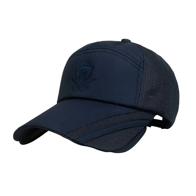 Синий Men Women Sports Cotton Golf Cap Sunshade Baseball Hat Embroidered Printed Adjustable Brim Mesh Running Hatq - Цвет: Синий