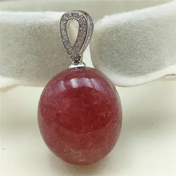 

Newly Natural Red Ice Strawberry Quartz Pendant 21x17x13mm For Women Gemstone Oval Love Stone Jewelry AAAAA
