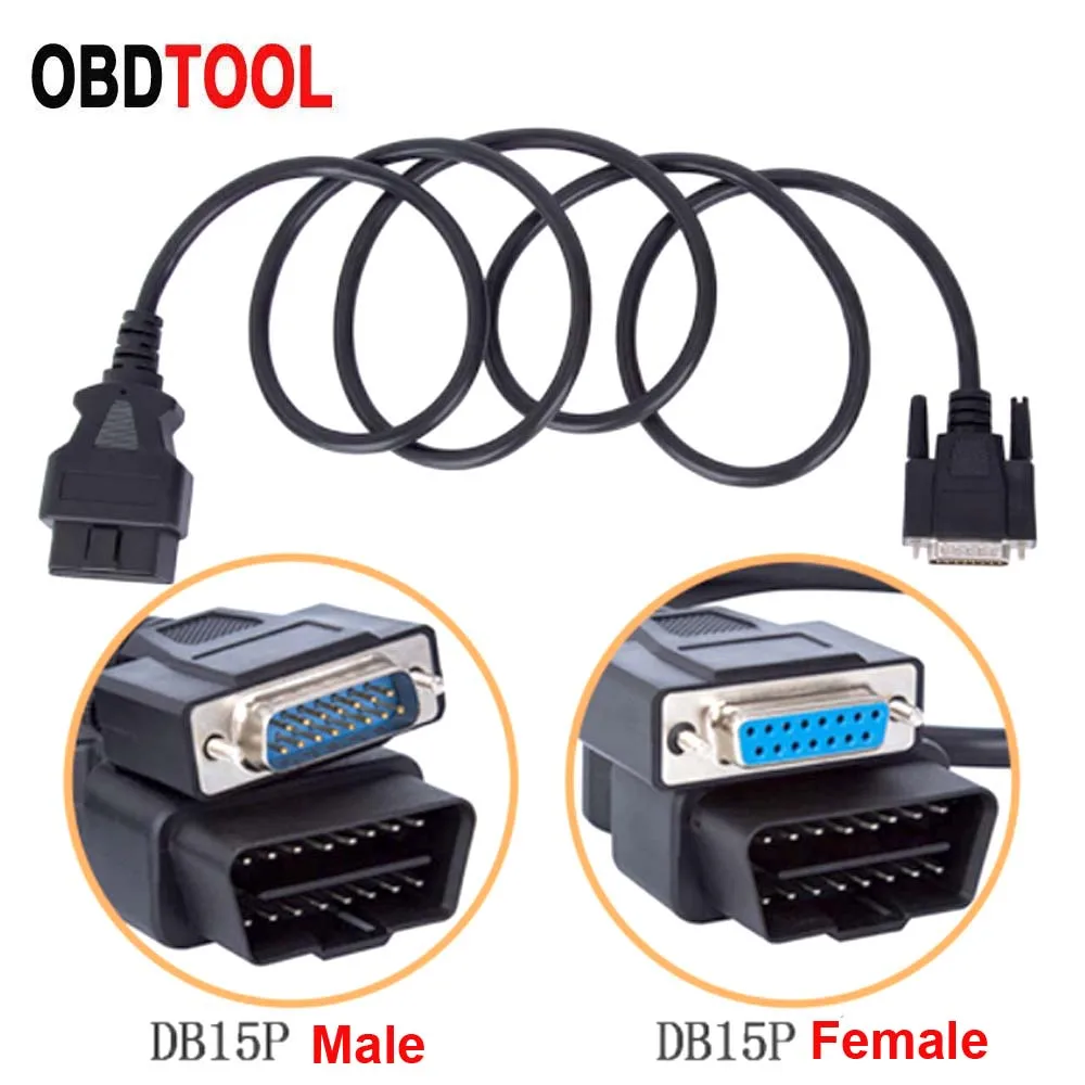 150CM OBD2 16Pin To DB15Pin Adapter Male DP 15PIN Cable OBD DB15 Pin Female Interface 16 Connection Car Extension | Автомобили и