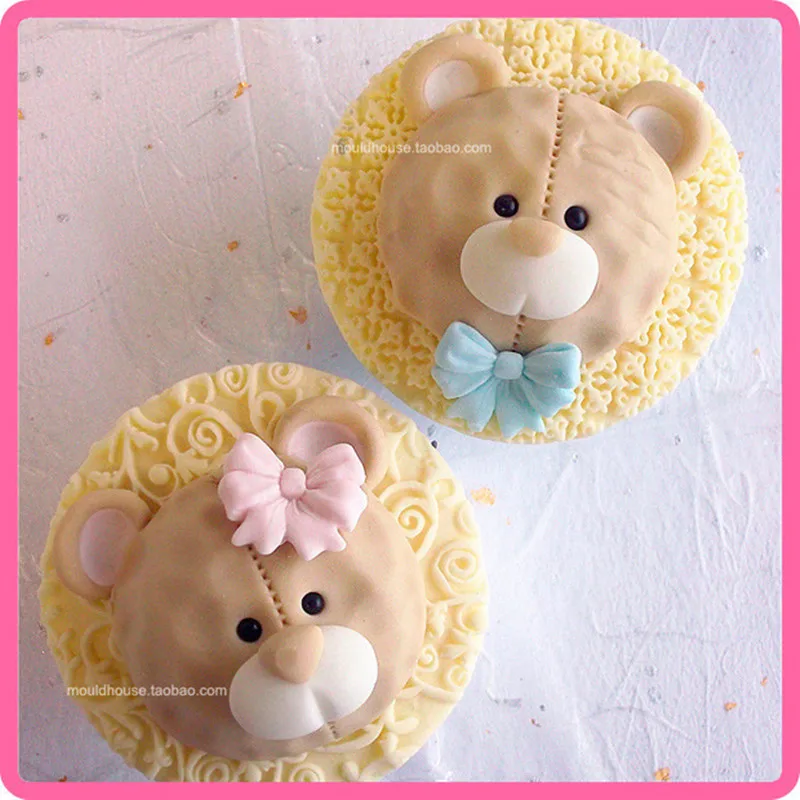 

HEARTMOVE 1PCS Bear Shaped Silicone chocolate mold,cookies mold,Bear Head Shape Fondant Cake Tools, Cake Decorating Tool 9216