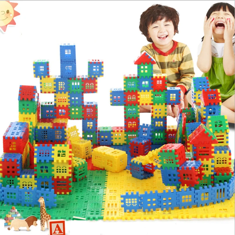 50/100Pcs Baby Developing House Building Blocks Construction Toys For Kids Educational City DIY Brick Interconnecting Block