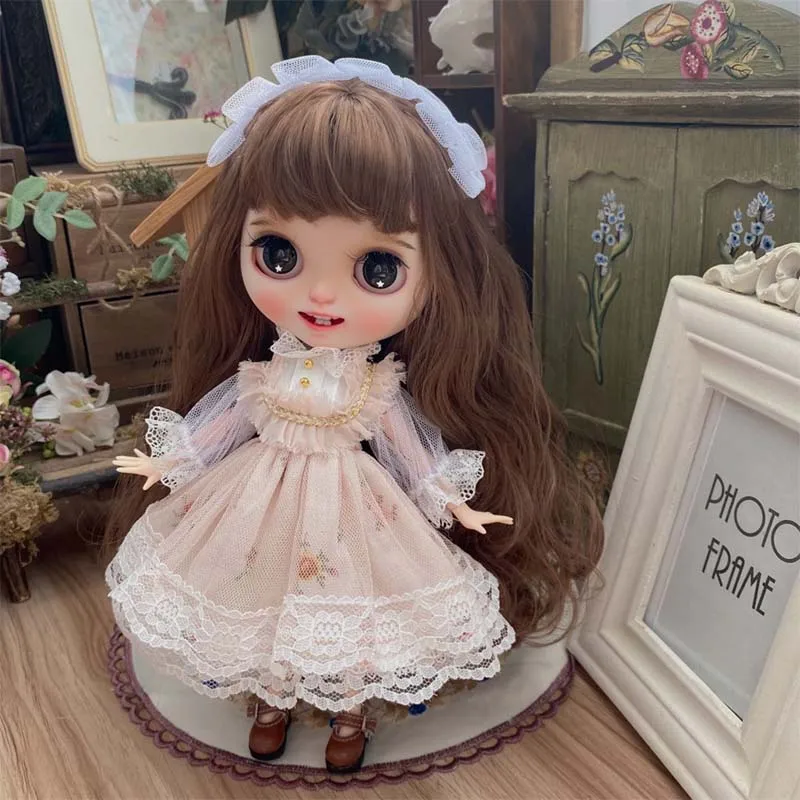 Одежда для куклы Blyth платье + резинка волос маленького платья розовые аксессуары