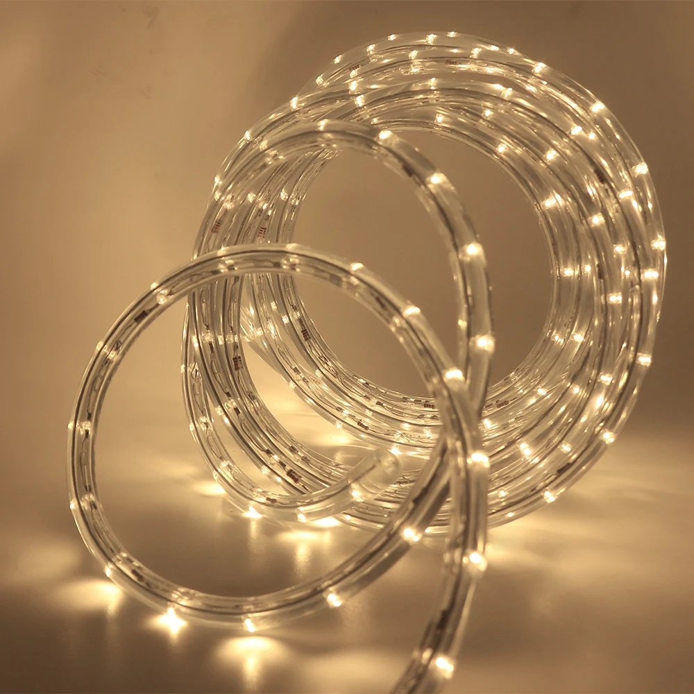 thumbnail image 1 of Tira de luces LED de 220 V para exteriores, resistente al agua, para jardín, iluminación de 360 grados, luces de neón con forma de arcoíris, 1 of 5