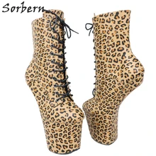 Sorbern; пикантные леопардовые ботинки для женщин; ботинки без пятки; обувь на платформе; ботинки для танцев на шесте; обувь на шнуровке в стиле панк; цвет на заказ