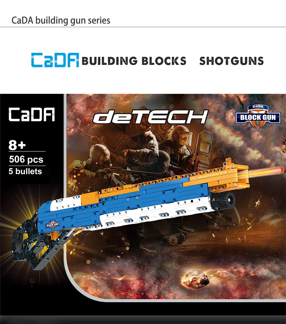Blocos de Construção Brinquedos para Crianças Cada Tiros Armas Winchester Militar Cidade Techinic Modelo M1887 Alavanca Ação 506 Pçs 2 Cheap Blocos