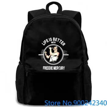 

Life Is Better with Freddie Mercury Queen Mercury Black women men backpack laptop travel school adult student