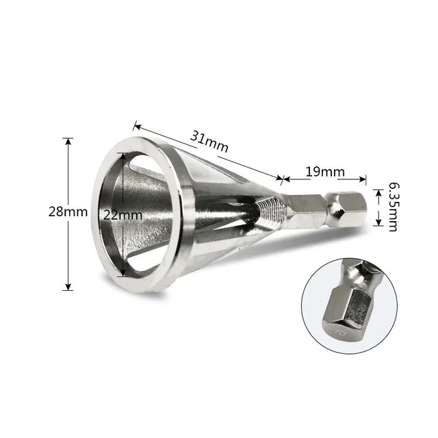Hex Shank Silver Шестигранный треугольный хвостовик для снятия заусенцев внешний инструмент фаски из нержавеющей стали для удаления сверла для металлического Сверла инструмент сверла - Цвет: Hex Shank Silver