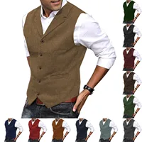 Casual Mens Brown Vest Silver Slim Fit V Neck Tuxedos School Party Green Waistcoat For Wedding Banquet Nightclub 1