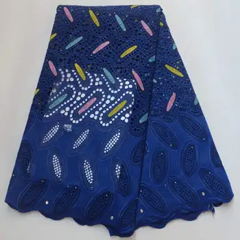 

Blue African Dry Cotton Lace Fabric 2020 High Quality Embroidery Nigerian Lace Wedding Stones Swiss Voile Lace In Switzerland