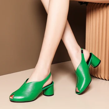 

AIWEIYi Woman Pumps Open toe Chunky High Heels Shoes Slingback Spring Summer Woman High Heels Slip On Dress Party Pumps