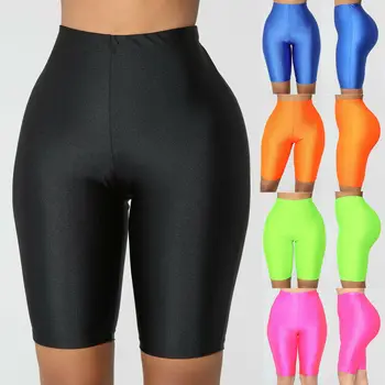 

Ladies Womens Elasticity Yoga Shorts Cycling Shorts Dancing Neon Super Stretch Shiny High Waist Workout Out Fitness Leggings
