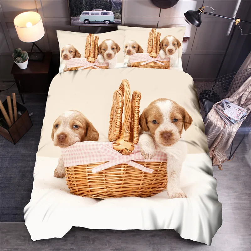 Набор постельного белья с 3d принтом животных, черная собака, пододеяльник, набор, королева, король, пододеяльник, постельное белье