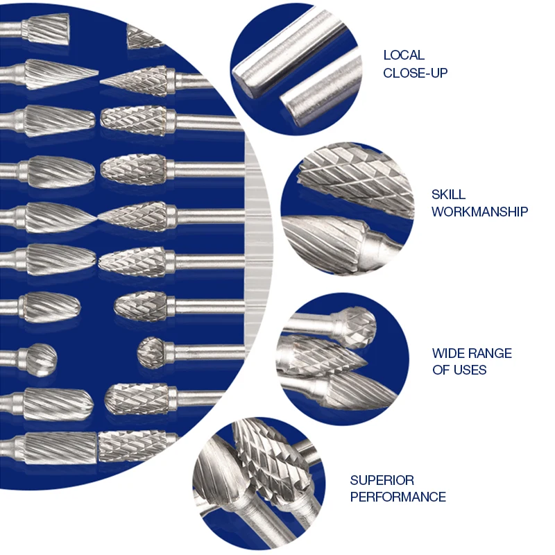 10pcs tungsten steel grinding head tungsten carbide burrs sets mini drill diamond burs material tungstenio dremel accessories