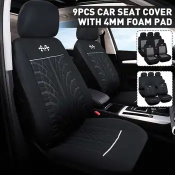 

9PCS Universal Car Front Seat Cover Set Polyester Breathable Protection Cover Interior Accessories