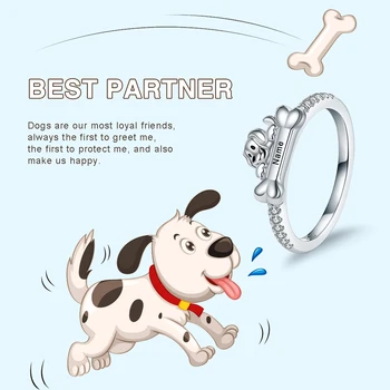 

Personalized 925 sterling silver custom name dog bone ring engraved with initial date coordinate name ring ladies men's jewelry