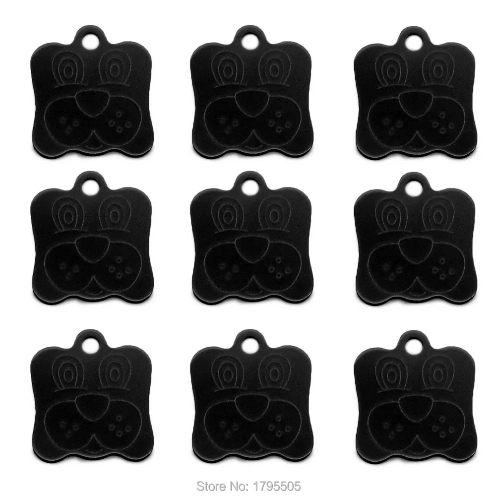 100pcs Pet dog ID tag collar pet id tags DOG FACEAluminum dog identification Pendant Pet Dog Accessories ID Tags Puppy Pet Card - Color: Black