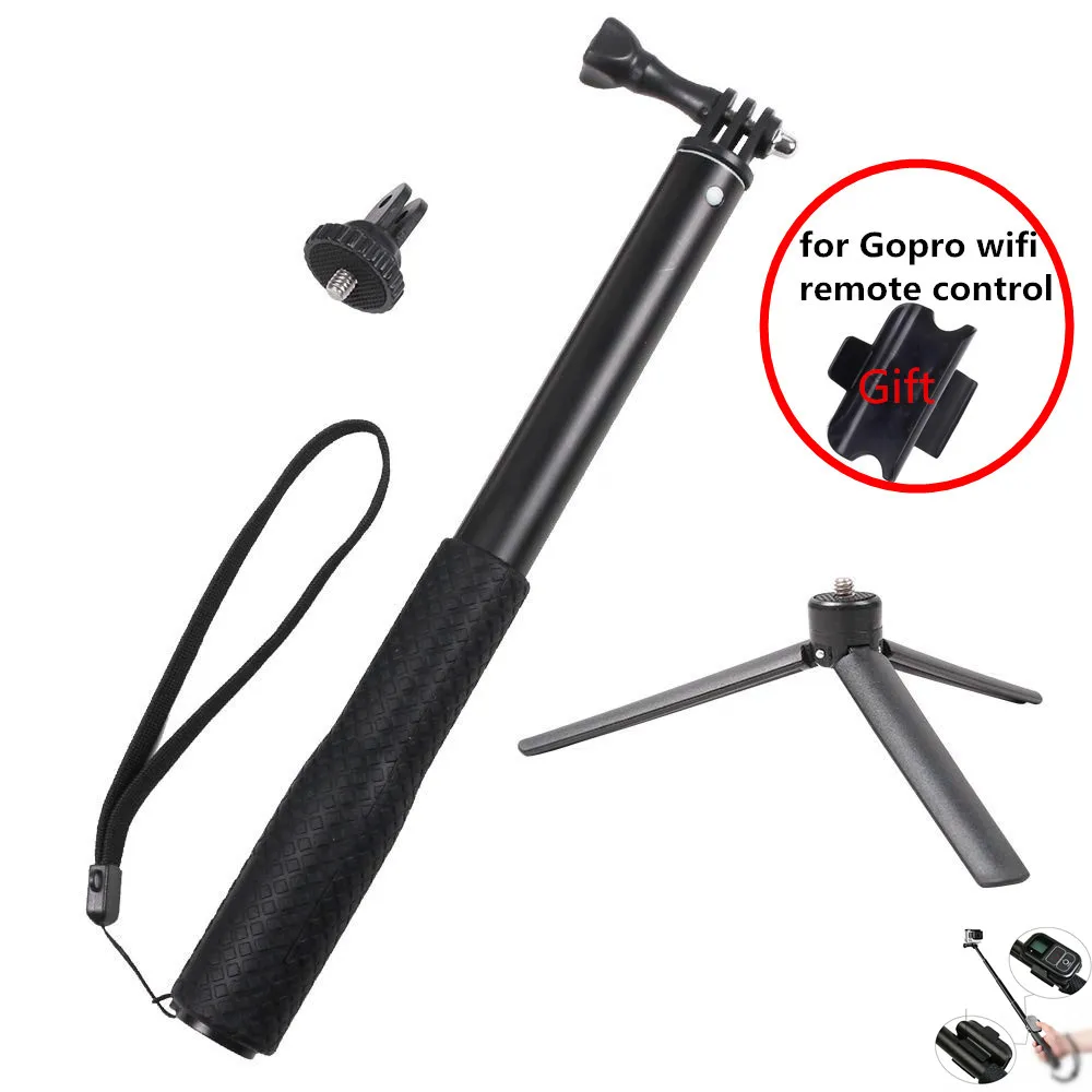 Monopod Аксессуары для Gopro, алюминиевая селфи палка, ручной монопод, штатив с Wi-Fi пультом дистанционного управления для GoPro Hero 8 7 Black 6 5 4 3 - Цвет: Monopod