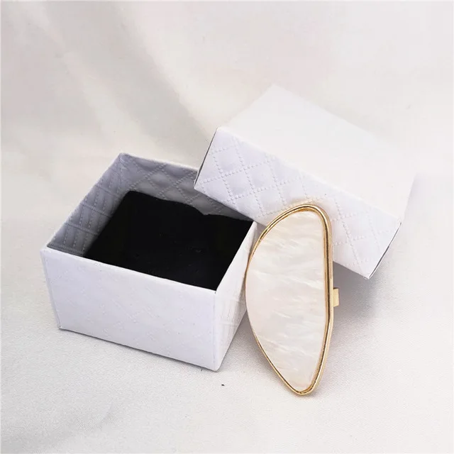 Boxes white Модные женские кольца, ацетатные пластины, регулируемое кольцо, овальная акриловая смола, геометрические кольца, трендовые геометрические обручальные кольца - Цвет основного камня: Boxes white