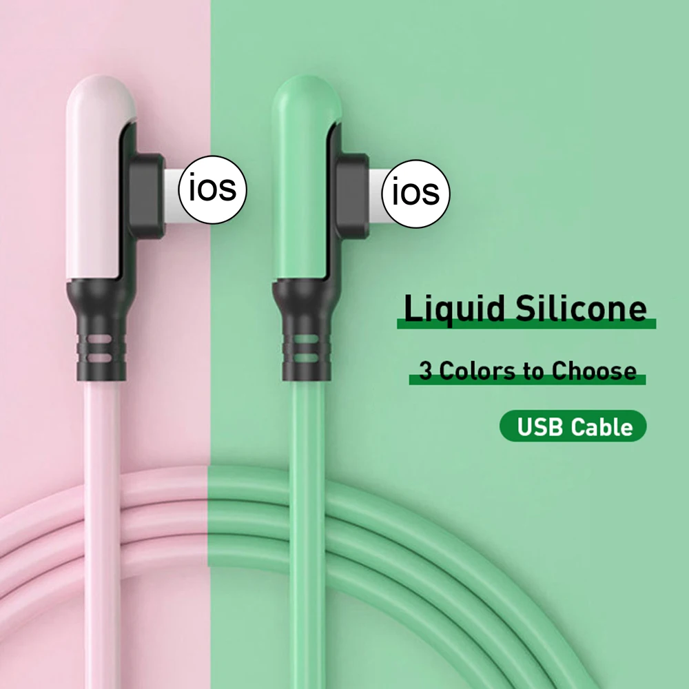 USB-кабель 90 градусов для iPhone 12 11 Pro Max X XR XS 8 7 6 SE быстрое зарядное устройство из