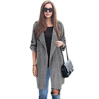 

Design Trench Coat Spring Autumn Women Solid Gray Medium Long Oversize Street Coat European Casual Fashion Overcoat M-5XL