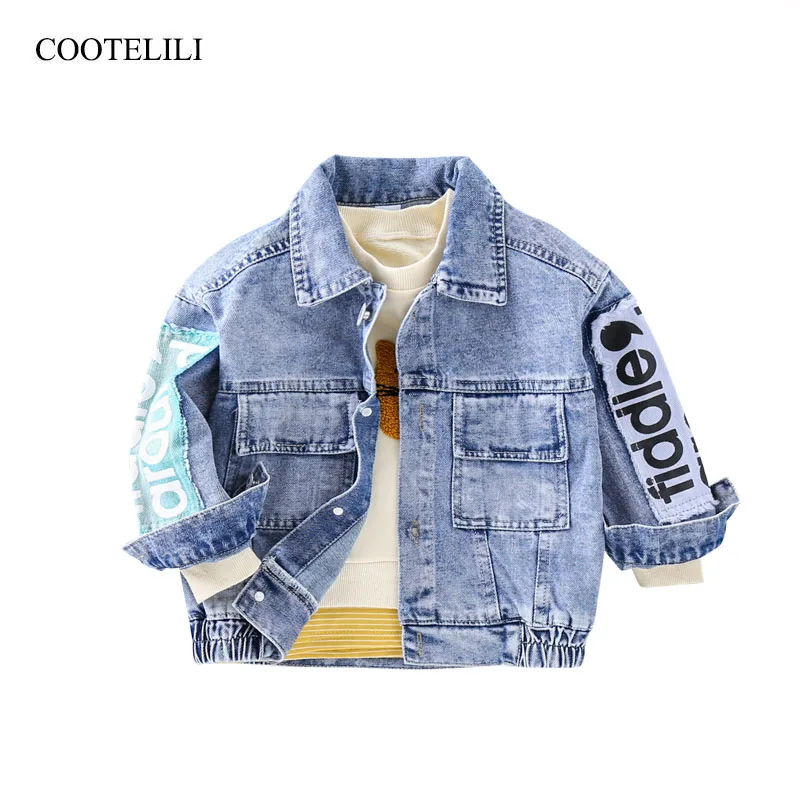 

COOTELILI Denim Jeans Jacket For Boys Windbreaker Toddler Kids Girls Bomber Coat Baby Boy Jacket Children Clothing 80-130cm