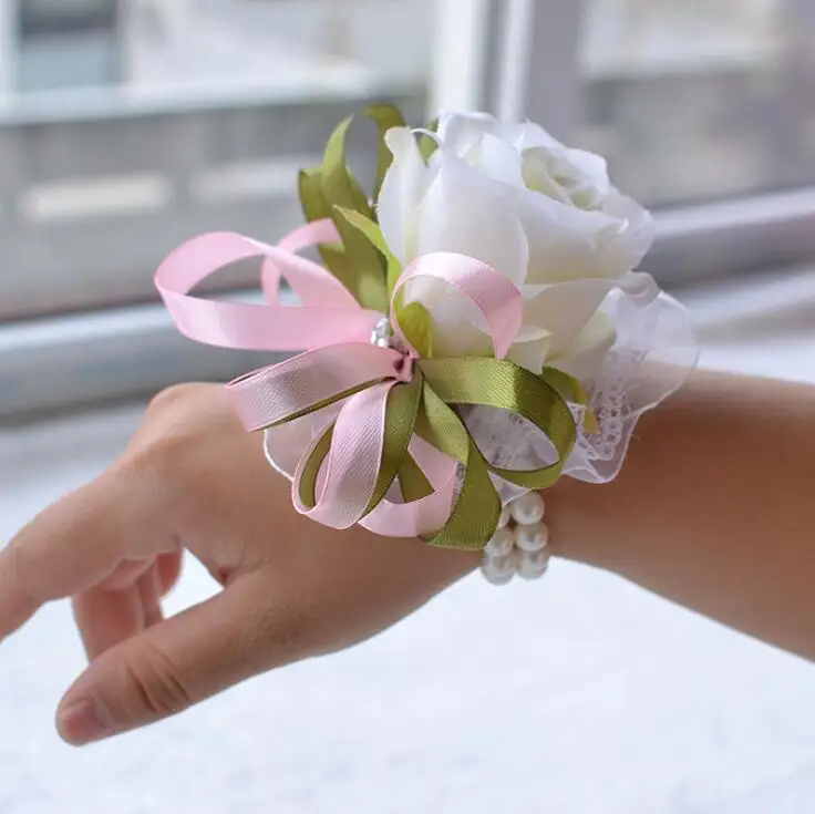 Wedding Bridal Groom Artificial Flowers Boutonniere Corsage Brooches Heavy Bead 