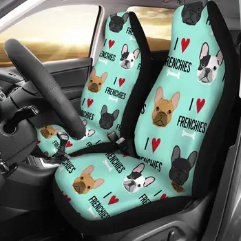 

INSTANTARTS Cute French Bulldog Easy to Install Car Interior Seat Covers Protector Cushion Pad Mat Auto Supplies Seat Cover New