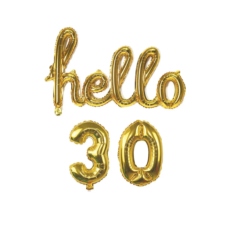Rose Gold Hello 30 Balloons Baby Shower 10/13/15/21/25th 30th Birthday Party Decor 21 30 Number Inflatable Air Globos