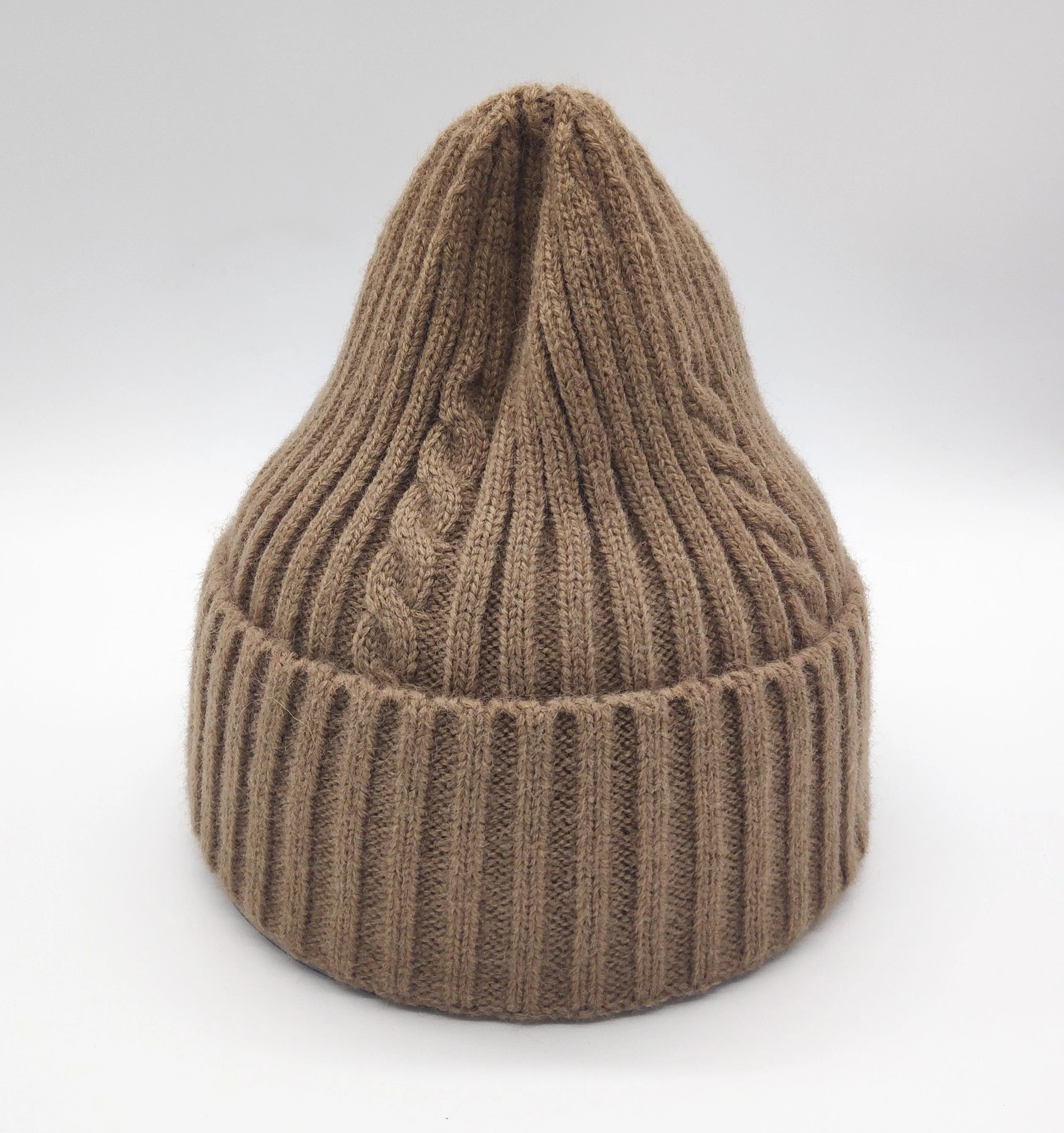 Новое поступление, женская зимняя вязаная шапка Skullies Beanie, сохраняющая тепло, полосатая вязаная шапка, шапки Homme для взрослых - Цвет: brown