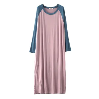 

Women O-Neck Modal Cotton Long Sleeve Nightgown Comfortable Loose Sleepwear Spring Summer Night Shirt Female Dresses New