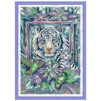 

The tiger mother and son counted 11CT 14CT DIY kit Chinese wholesale Cross Stitch embroidery needlework Sets home decor