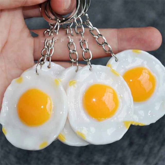 10 PC creative simulation food resin fried egg keychain pendant