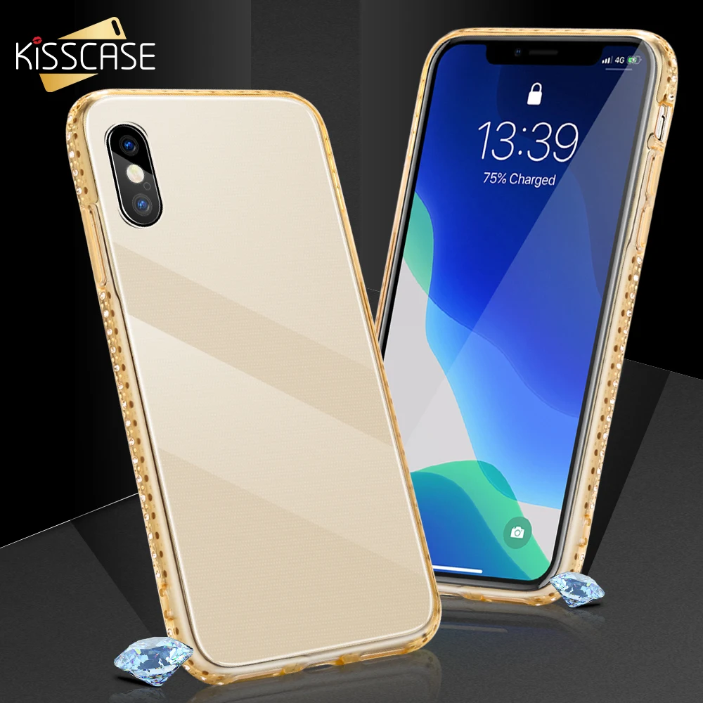 KISSCASE Rhinestone Glitter Case For iPhone XR X XS MAX 7 8 Plus Soft TPU Diamond Phone Cases iphone 6 6S Clear Covers |