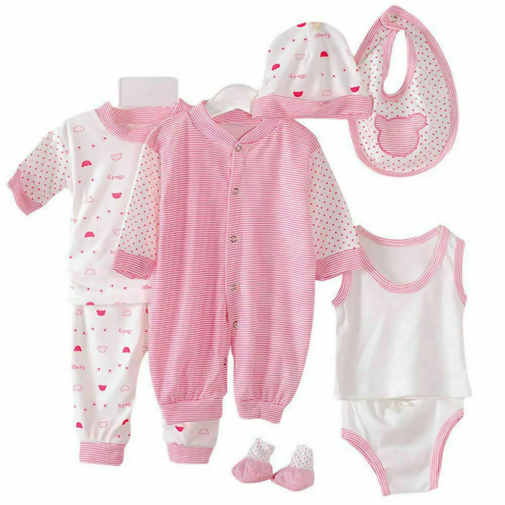 Унисекс для новорожденных мальчиков и девочек 8 шт. одежда Сетчатая Сумка Layette подарок комплект одежды от 0 до 3 месяцев - Цвет: Розовый
