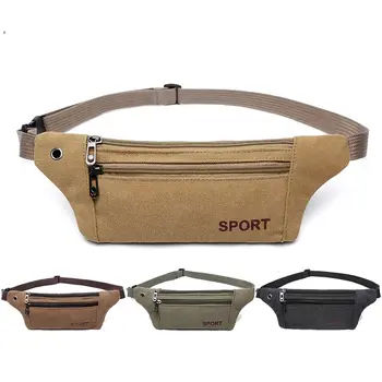 

Men Casual Durable Women Fanny Waist Pack Male Waist Bags Belt Canvas New Hip Bum Military Bag Pouch Three Zipper Pocket 2020