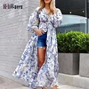 2022 Spring Summer Boho Floral Print Long Runway Dress Elegant Women Lantern Long Sleeve Drawsring Loose Bohemian Maxi Dresses ► Photo 1/6