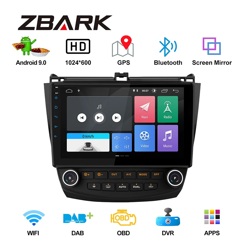 Discount 10.1 inch Android 9.0 Car Stereo Radio Player WIFI OBD DAB RDS GPS for Honda Accord 2002 2003 2004 2005 2006 2007 NO DVD YHYGMA2 3