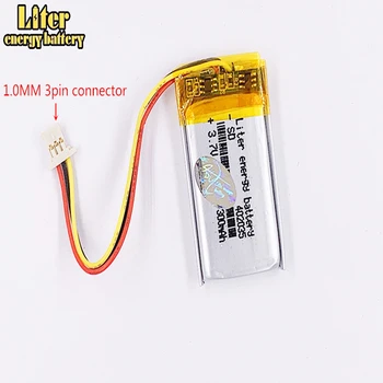 

1.0MM 3pin connector 402035 300mah 3.7v DVR car recorder high-temperature li-po polymer rechargeable lithium battery