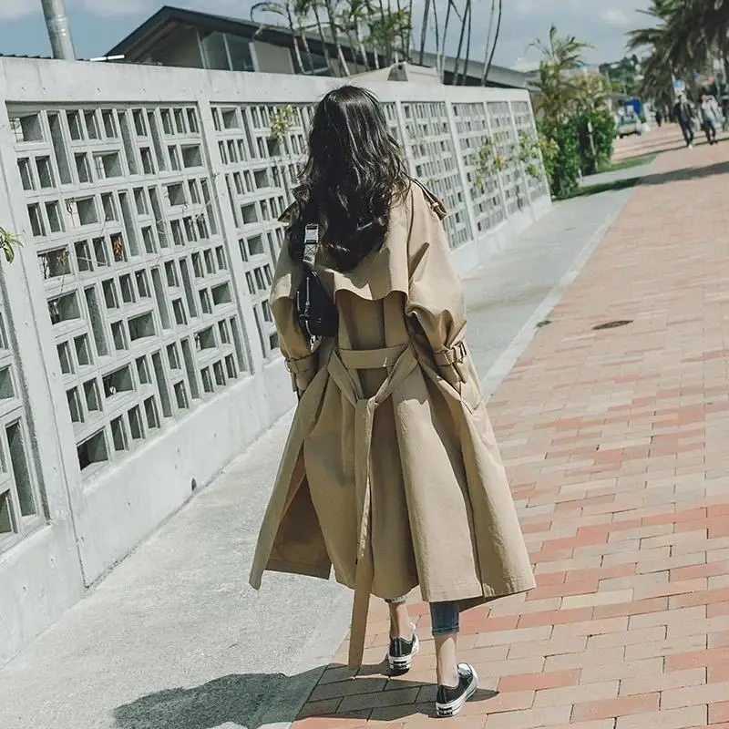 

2019 Popular Coat Female Spring New Style over-the-Knee Mid-length Trench Coat Korean-style Versitile Fashion Loose-Fit Waist Hu