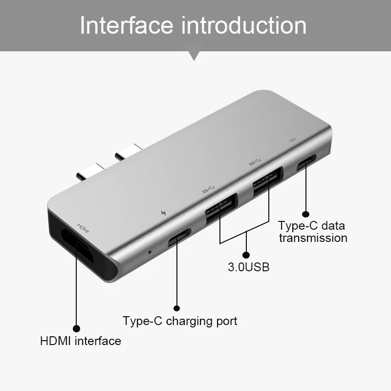 BKSCY USB C концентратор двойной usb type C концентратор для Мульти USB 3,0 HDMI USB концентратор для MacBook Pro USB разветвитель Thunderbolt 3 концентратор