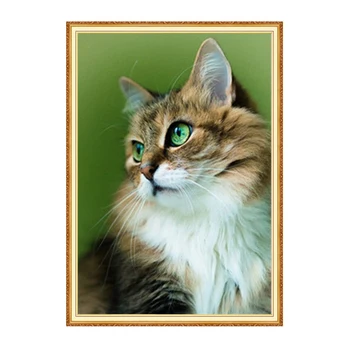 

MEIAN 2020 Cat Diamond Painting Embroidery Cross-Stitch Animal Mosaic Full Round/Square Drill Rhinestones Home Decor