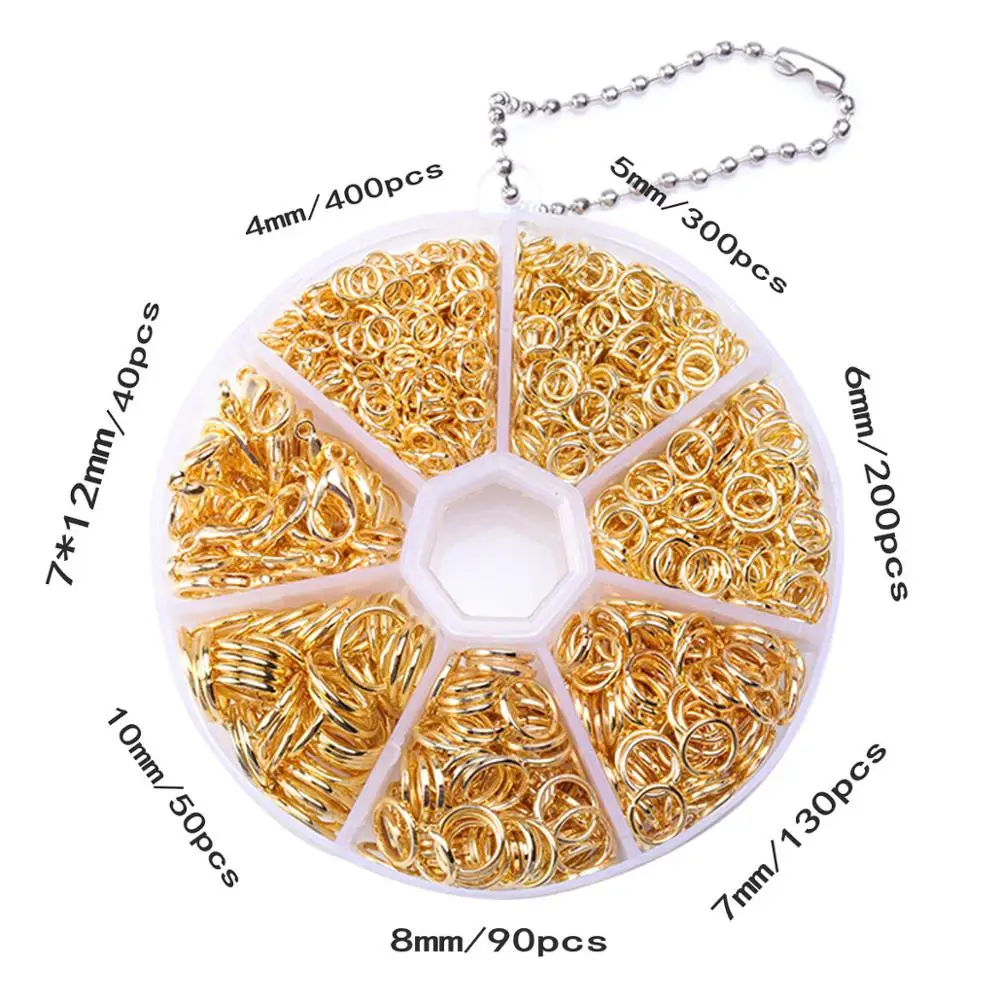 

6 Colors Jump Rings & Split Rings Lobster Clasp Set DIY Jewelry Making Closed Rings Jewelry Findings&Components