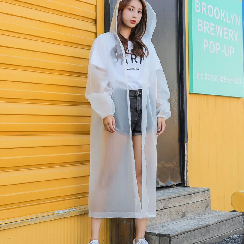 1pcs Raincoat Adult Waterproof Transparent Ladies Rain Coat Women Windproof Poncho Coat Clear for Camping Hoodie Rainwear Suit