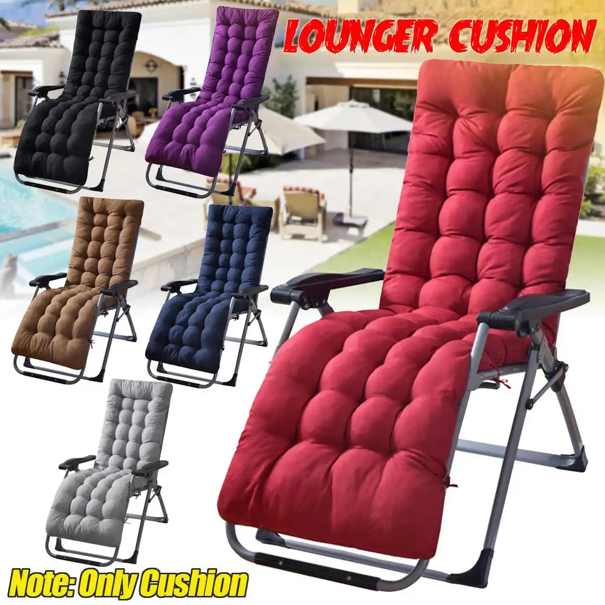 Cushion Pad Lounger Recliner Chair Garden Cotton Seat Home Lounge Pads Soft Size 