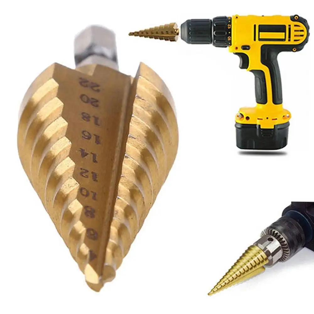4-22mm High Drill Bit Tool Drill Step Titanium Speed Coated Steel Cone Hole Cutter Hex drill bit herramientas para carpinteria