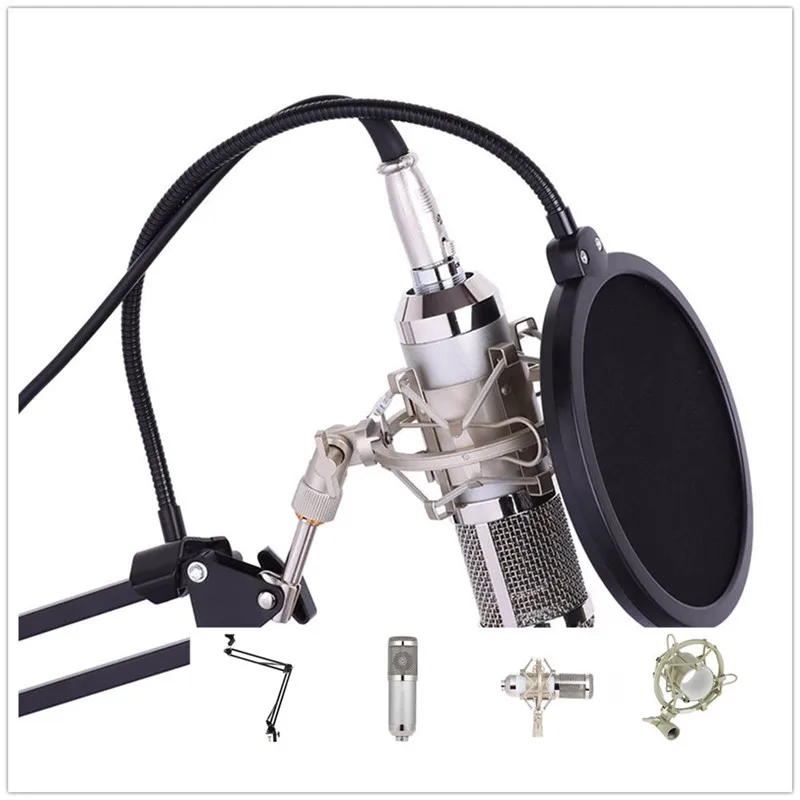 PYMH Новый профессиональный ПК конденсаторный Студийный микрофон звукозаписывающее устройство анти-шок крепление домашний микрофон 3,5 мм