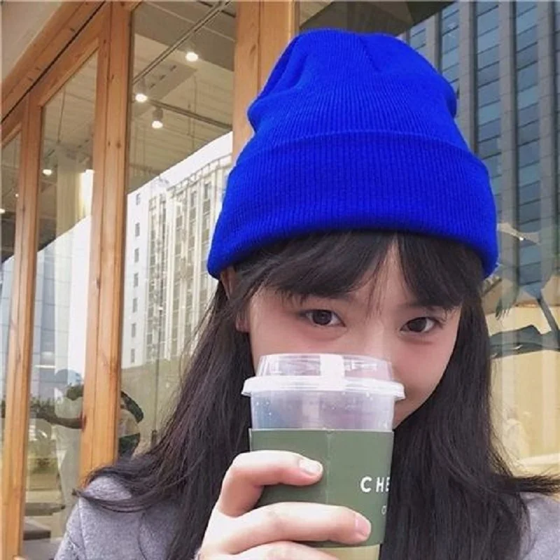 

Beanie Hat for Women Men Winter Hat Knitted Autumn Skullies Hat Unisex Ladies Warm Bonnet Cap Korean Black Red Cap