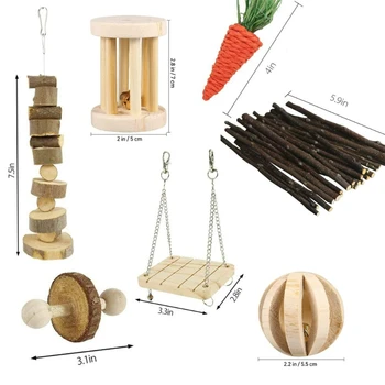 

7Pack Natural Wood Hamster Chew Toys for Small Animal Guinea Pigs, Rats, Chinchillas,Gerbils, Rabbit Teeth Care